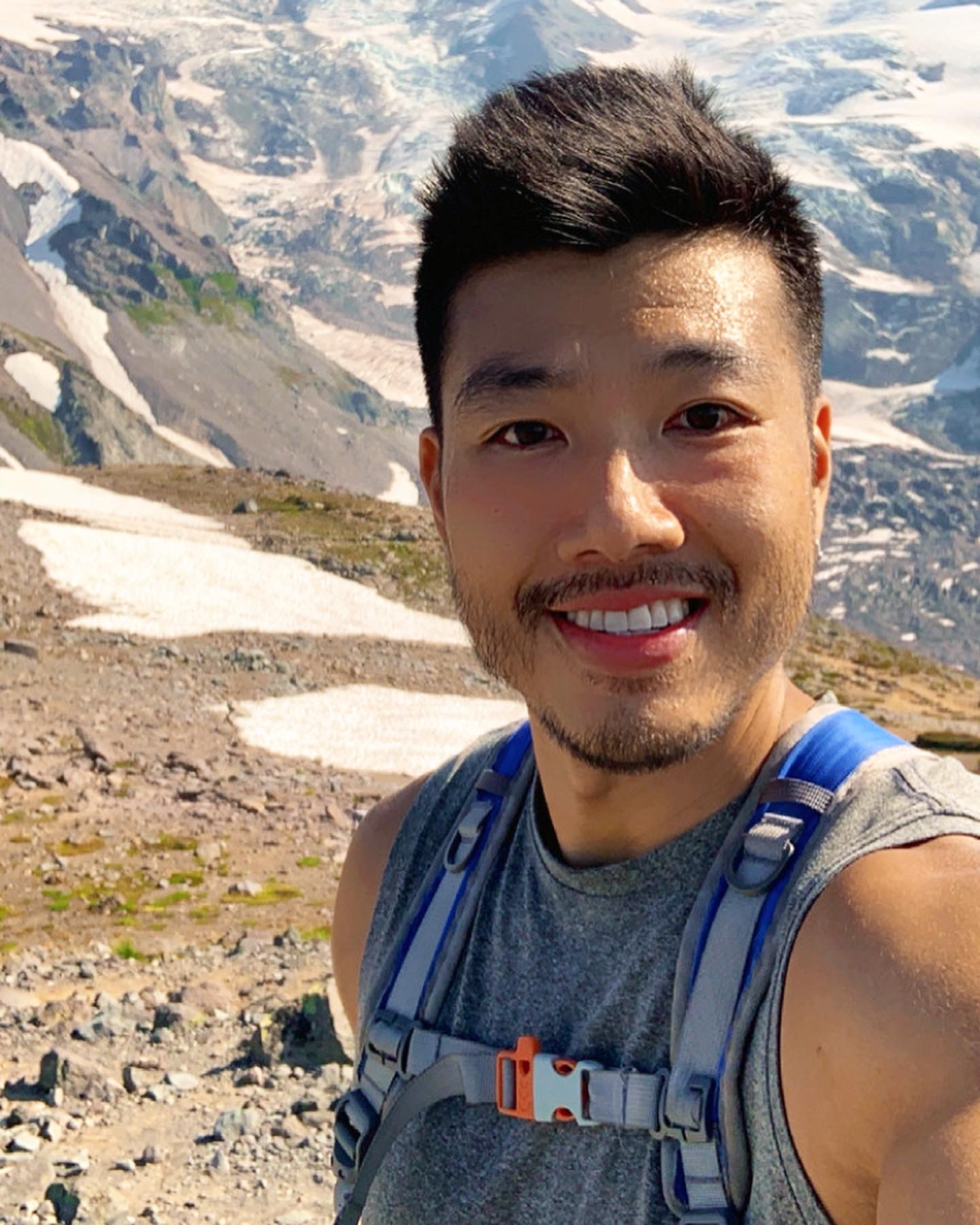 Hiking in the summer at Mount Rainier in northwest Washington, outside of Seattle.